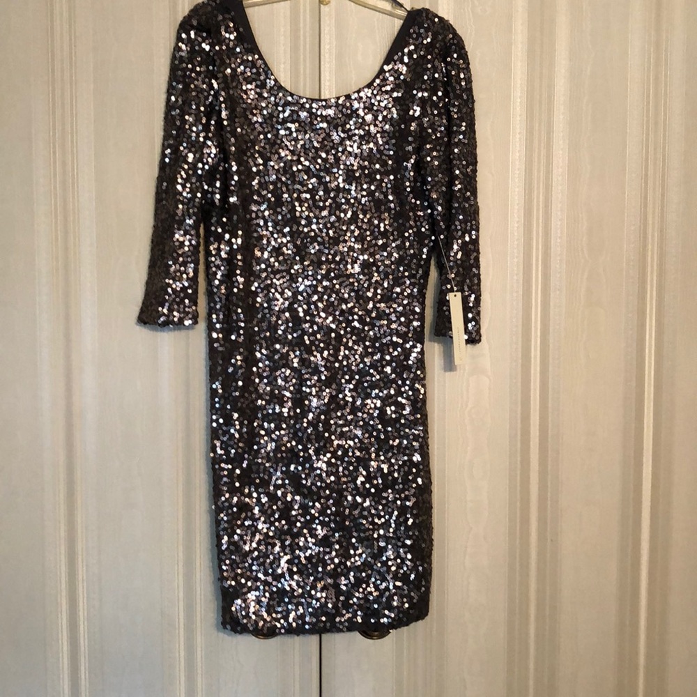 Silver sequin short dress